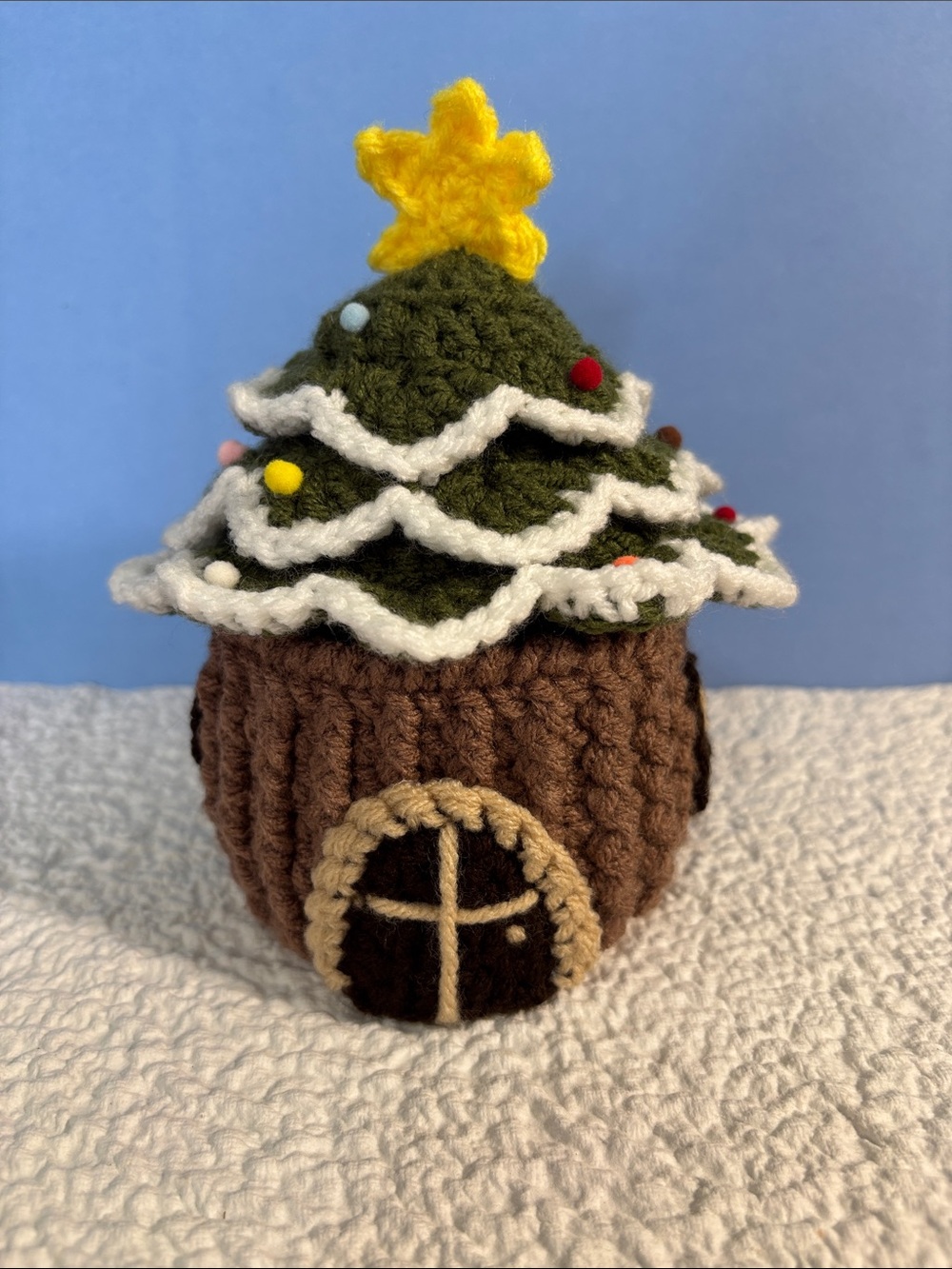 Adorable Crocheted Holiday Tree House